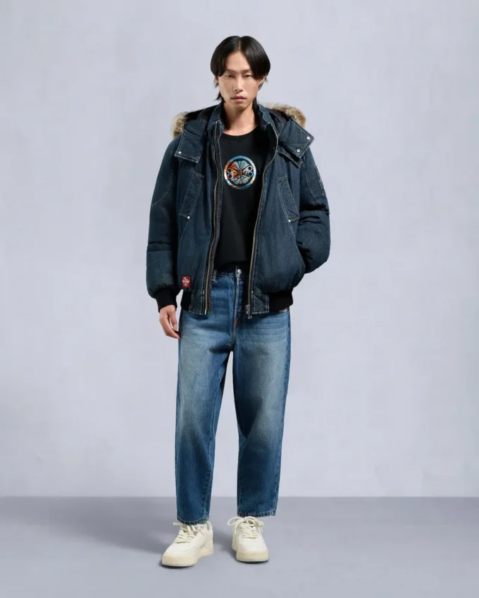 Evisu X Moose Denim Ballistic Bomber Jacket Evisu X Moose Denim Ballistic Bomber Jacket