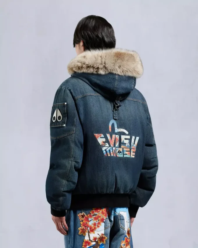 Evisu X Moose Denim Ballistic Bomber Jacket Evisu X Moose Denim Ballistic Bomber Jacket