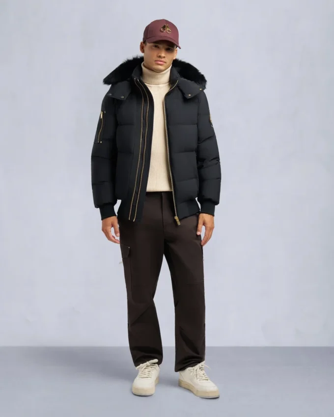Gold Series Nyluxe Stagg Shearling Trim Bomber Gold Series Nyluxe Stagg Shearling Trim Bomber