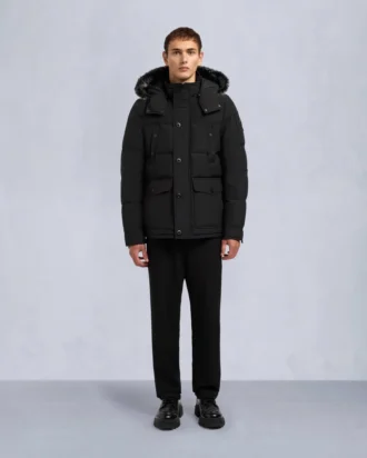 Onyx Round Island Shearling Trim Jacket