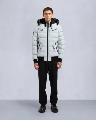 Onyx Scotchtown Shearling Trim Bomber Jacket