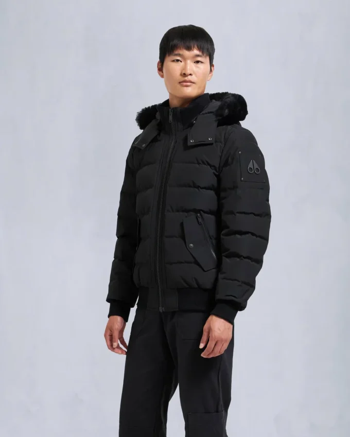 Onyx Scotchtown Shearling Trim Bomber Jacket Onyx Scotchtown Shearling Trim Bomber Jacket